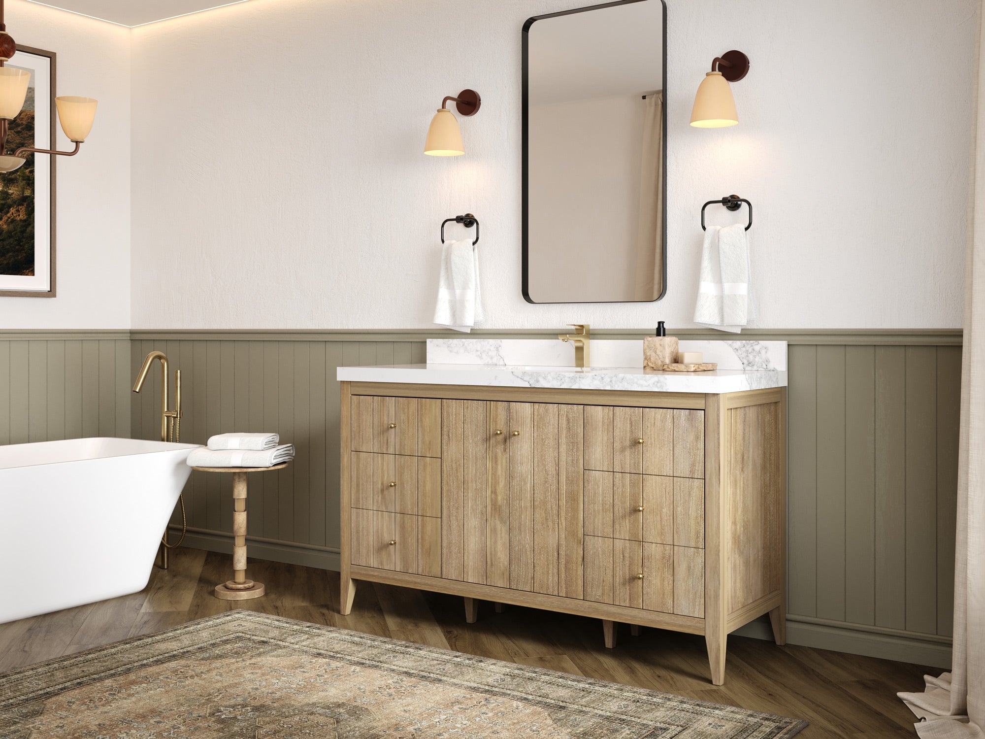 Atlanta Teak Wood 60 in. W x 22 in. D Single Sink Bathroom Vanity - Willow Bath and Vanity