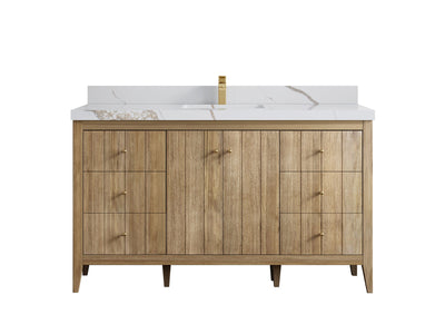 Atlanta Teak Wood 60 in. W x 22 in. D Single Sink Bathroom Vanity - Willow Bath and Vanity