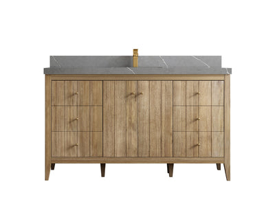 Atlanta Teak Wood 60 in. W x 22 in. D Single Sink Bathroom Vanity - Willow Bath and Vanity