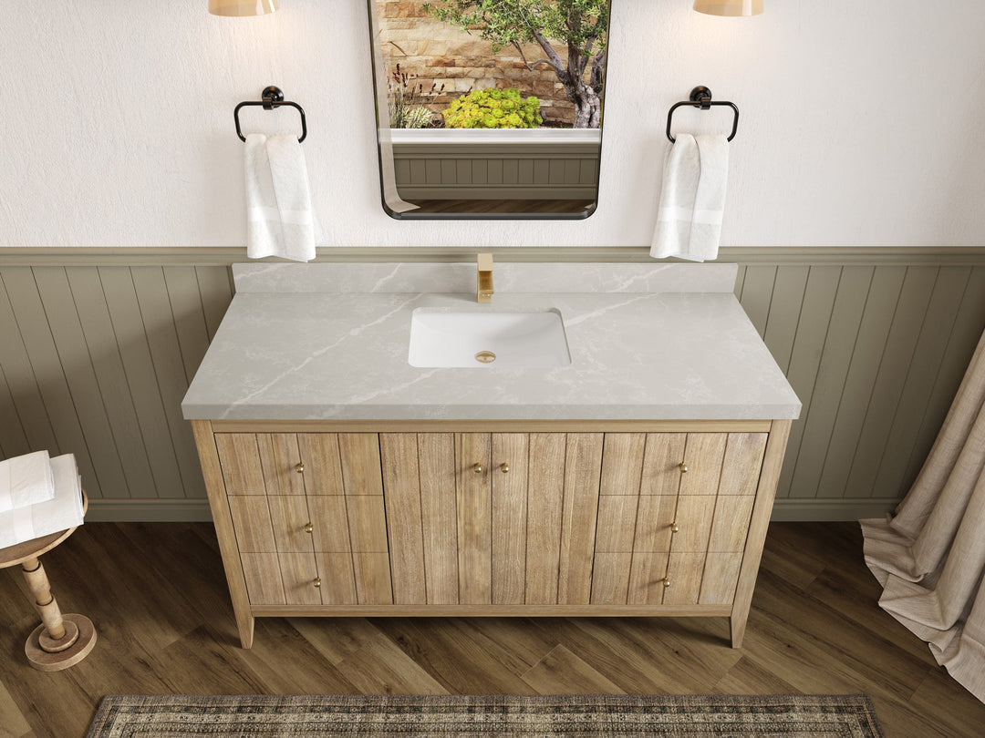 Atlanta Teak Wood 60 in. W x 22 in. D Single Sink Bathroom Vanity - Willow Bath and Vanity