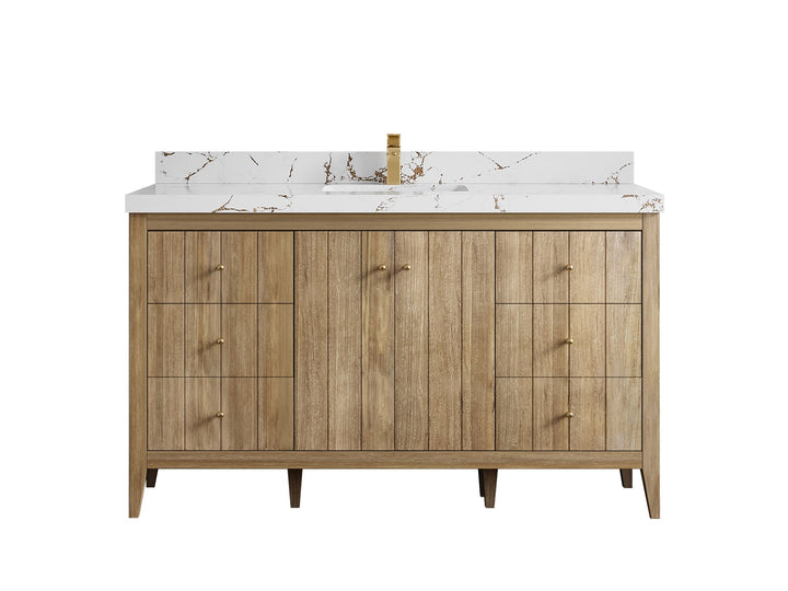 Atlanta Teak Wood 60 in. W x 22 in. D Single Sink Bathroom Vanity - photo 37