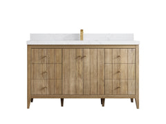 Atlanta Teak Wood 60 in. W x 22 in. D Single Sink Bathroom Vanity - photo 30