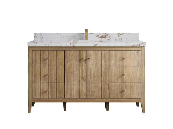 Atlanta Teak Wood 60 in. W x 22 in. D Single Sink Bathroom Vanity - photo 39