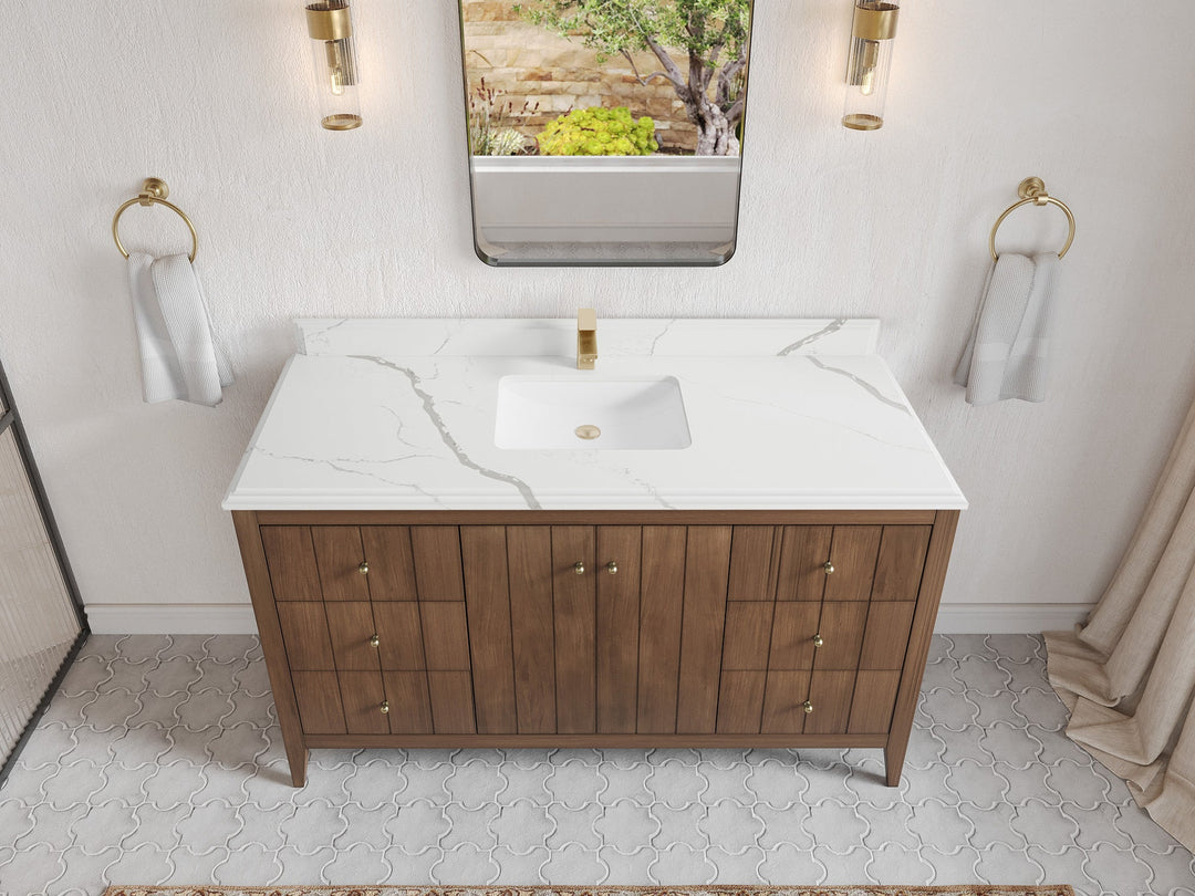 Atlanta Teak Wood 60 in. W x 22 in. D Single Sink Bathroom Vanity - Willow Bath and Vanity