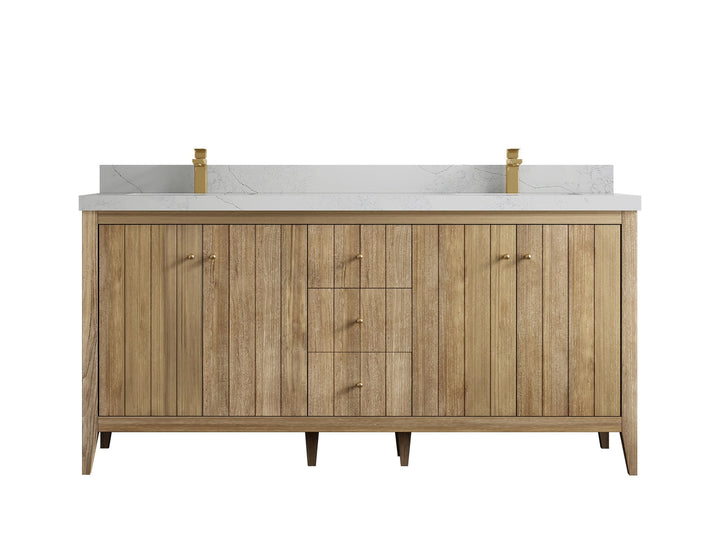 Atlanta Teak Wood 72 in. W x 22 in. D Double Sink Bathroom Vanity - photo 1