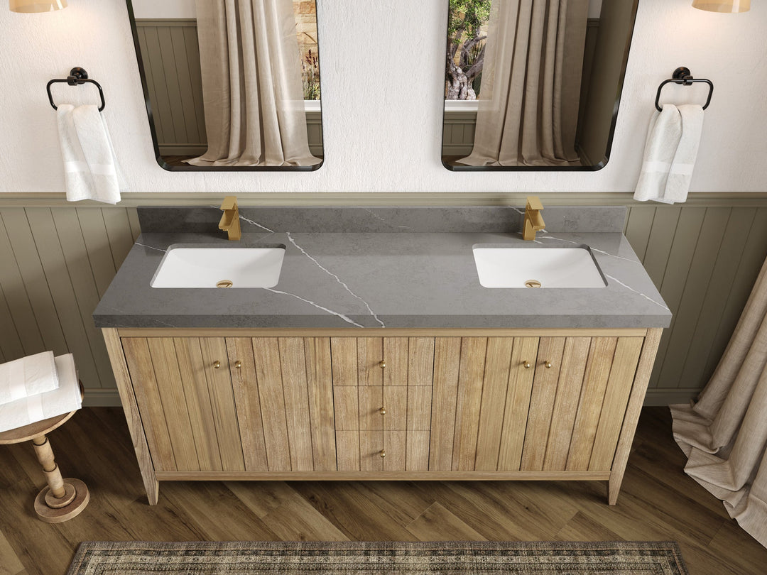 Atlanta Teak Wood 72 in. W x 22 in. D Double Sink Bathroom Vanity - Willow Bath and Vanity