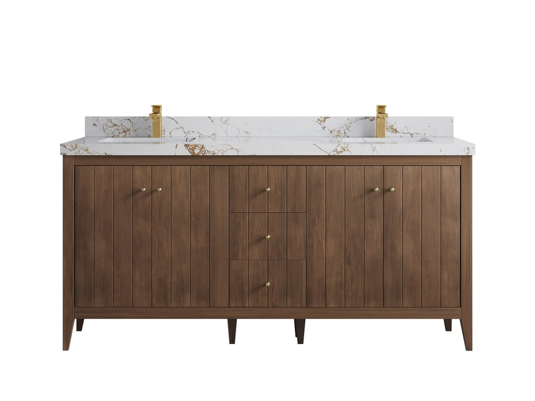Atlanta Teak Wood 72 in. W x 22 in. D Double Sink Bathroom Vanity - Willow Bath and Vanity