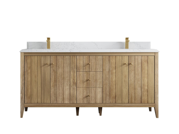 Atlanta Teak Wood 72 in. W x 22 in. D Double Sink Bathroom Vanity - photo 27