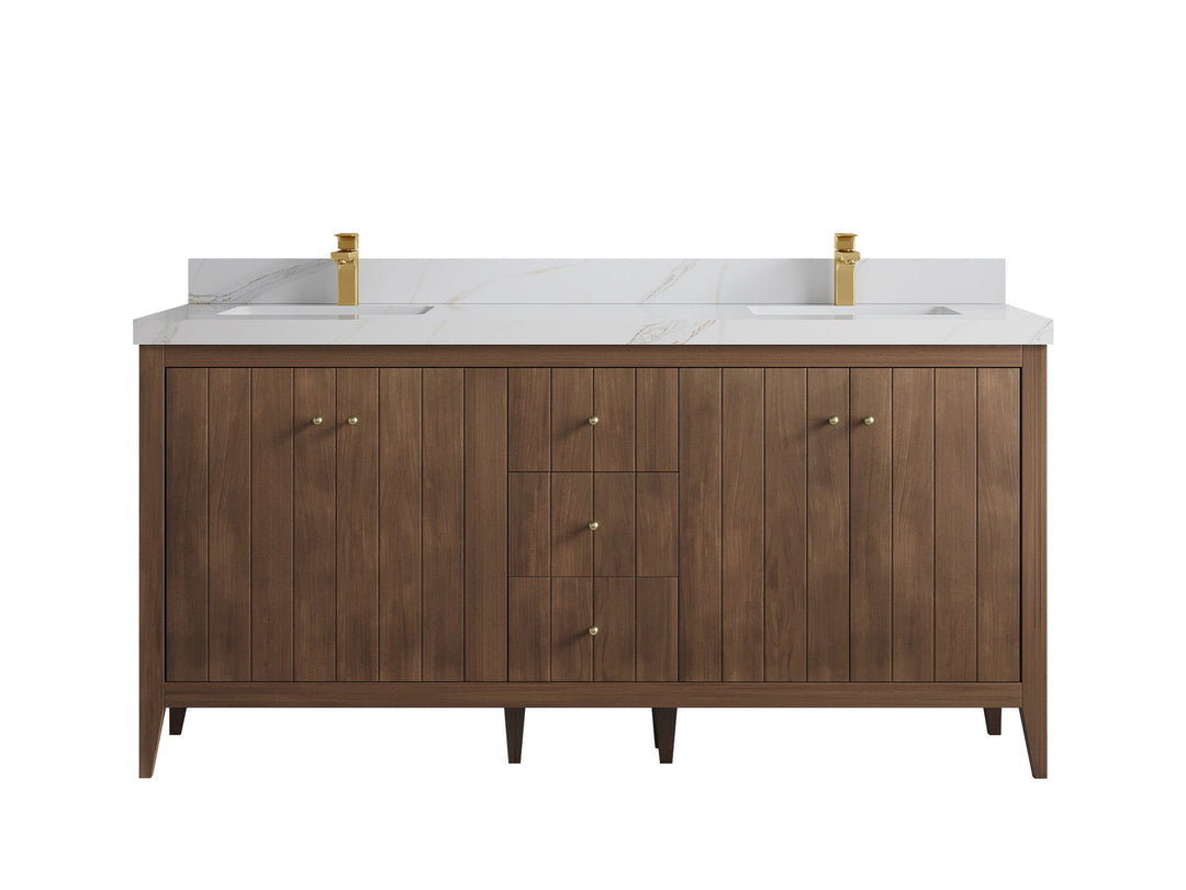 Atlanta Teak Wood 72 in. W x 22 in. D Double Sink Bathroom Vanity - Willow Bath and Vanity