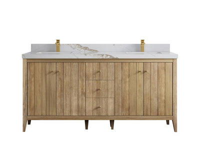Atlanta Teak Wood 72 in. W x 22 in. D Double Sink Bathroom Vanity - Willow Bath and Vanity