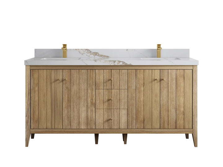 Atlanta Teak Wood 72 in. W x 22 in. D Double Sink Bathroom Vanity - photo 15