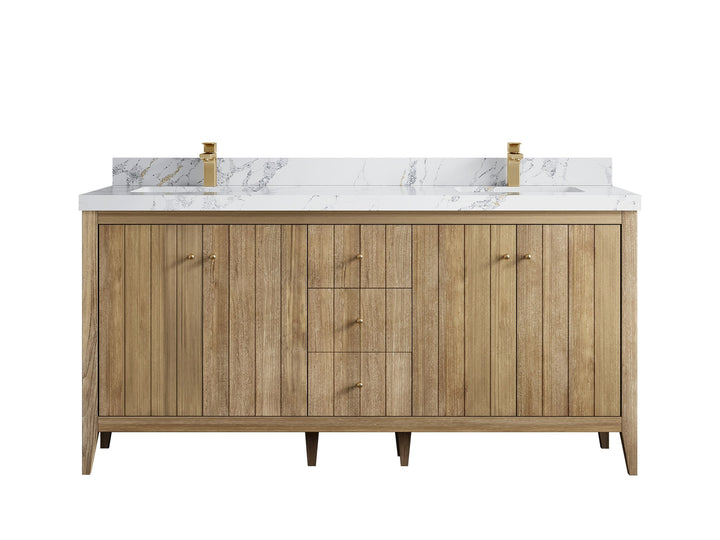 Atlanta Teak Wood 72 in. W x 22 in. D Double Sink Bathroom Vanity - photo 21