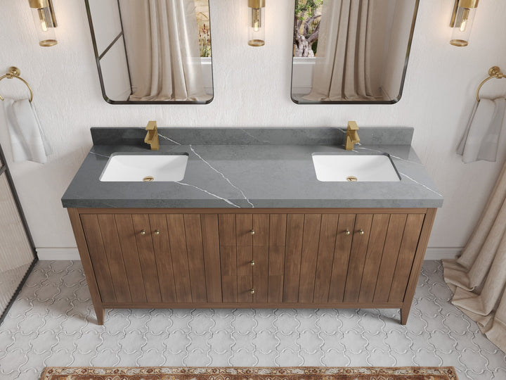 Atlanta Teak Wood 72 in. W x 22 in. D Double Sink Bathroom Vanity - photo 57