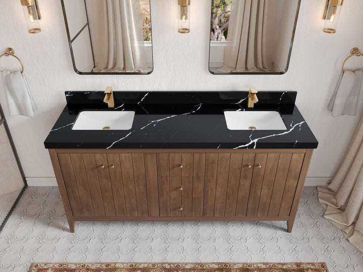 Atlanta Teak Wood 72 in. W x 22 in. D Double Sink Bathroom Vanity - photo 8