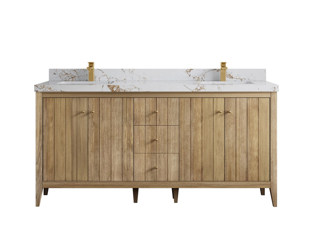 Atlanta Teak Wood 72 in. W x 22 in. D Double Sink Bathroom Vanity - Willow Bath and Vanity