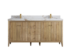 Atlanta Teak Wood 72 in. W x 22 in. D Double Sink Bathroom Vanity - photo 38