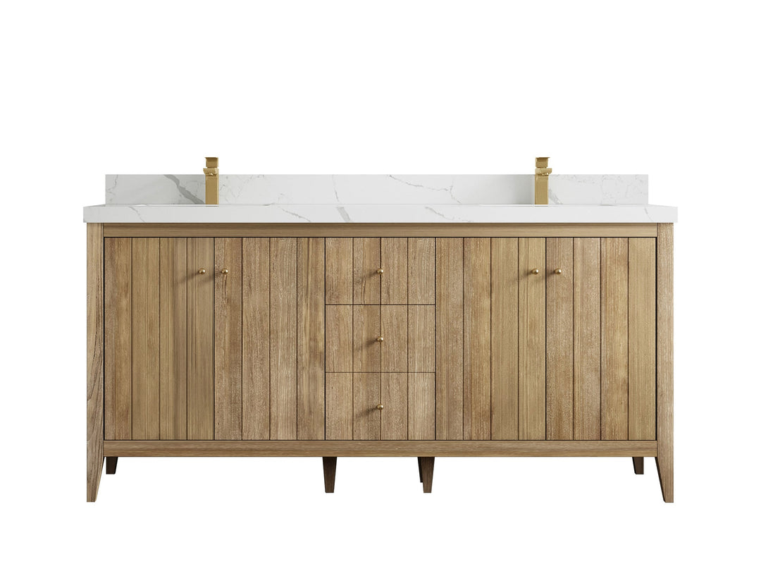 Atlanta Teak Wood 72 in. W x 22 in. D Double Sink Bathroom Vanity - Willow Bath and Vanity