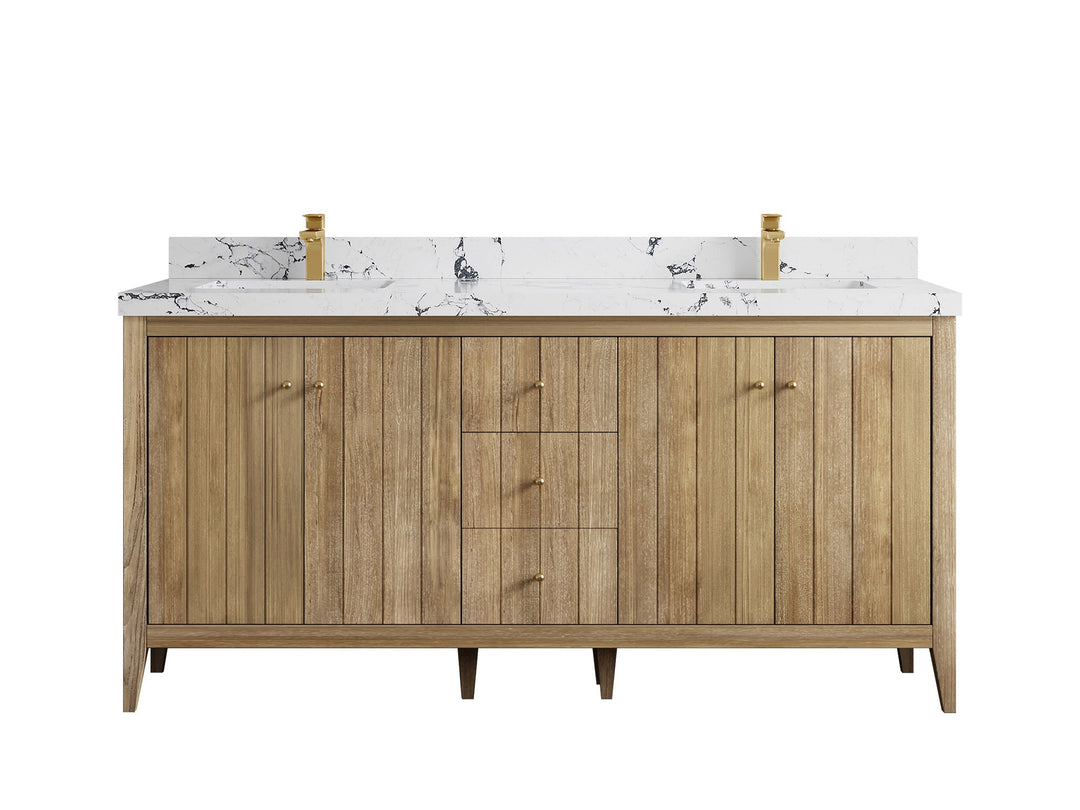 Atlanta Teak Wood 72 in. W x 22 in. D Double Sink Bathroom Vanity - Willow Bath and Vanity