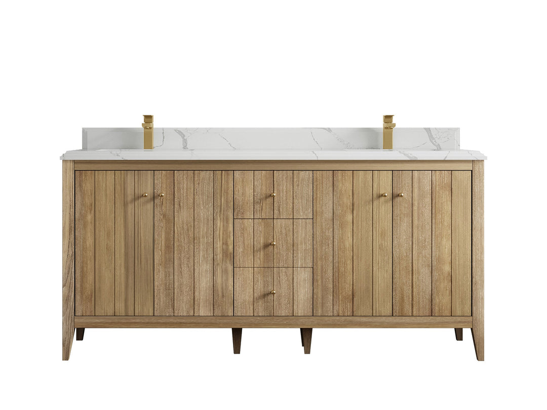 Atlanta Teak Wood 72 in. W x 22 in. D Double Sink Bathroom Vanity - Willow Bath and Vanity