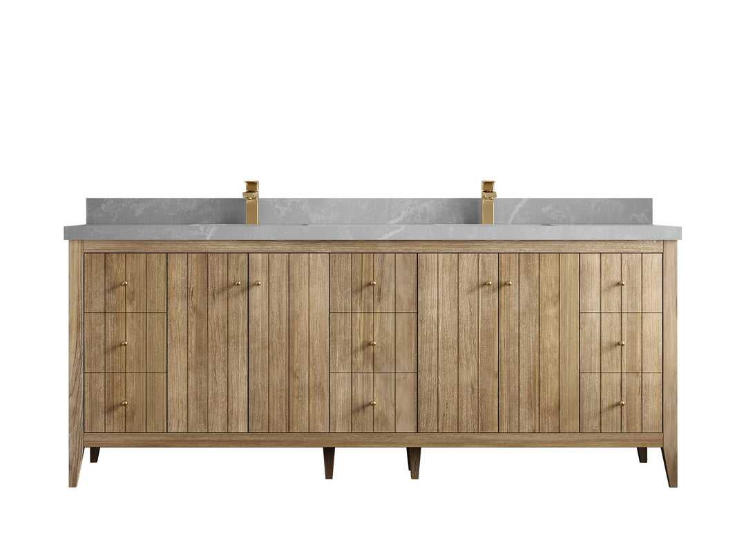 Atlanta Teak Wood 84 in. W x 22 in. D Double Sink Bathroom Vanity - Willow Bath and Vanity