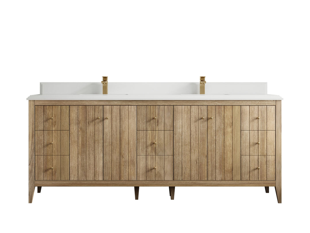 Atlanta Teak Wood 84 in. W x 22 in. D Double Sink Bathroom Vanity - Willow Bath and Vanity