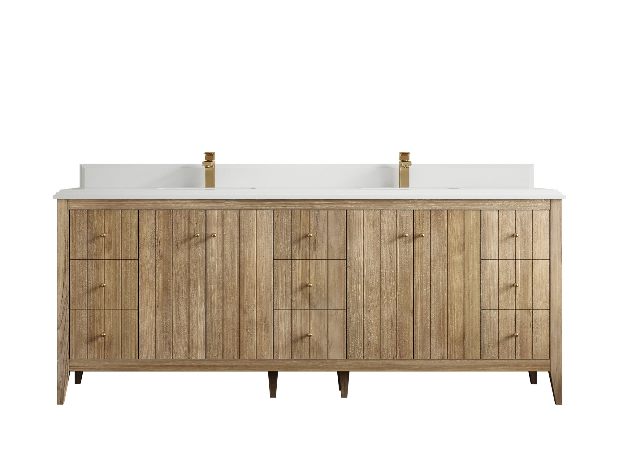 Atlanta Teak Wood 84 in. W x 22 in. D Double Sink Bathroom Vanity - Willow Bath and Vanity