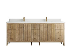 Atlanta Teak Wood 84 in. W x 22 in. D Double Sink Bathroom Vanity - photo 29