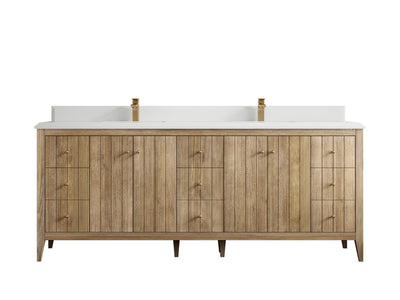 Atlanta Teak Wood 84 in. W x 22 in. D Double Sink Bathroom Vanity - Willow Bath and Vanity