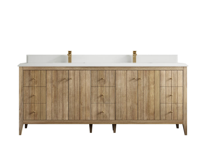 Atlanta Teak Wood 84 in. W x 22 in. D Double Sink Bathroom Vanity - photo 29