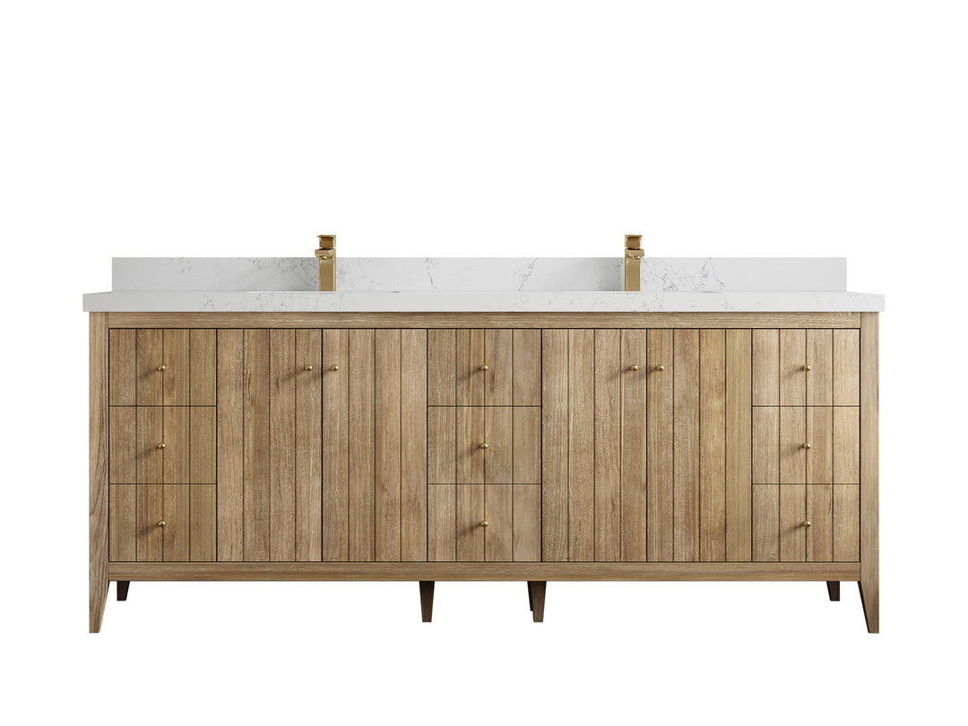 Atlanta Teak Wood 84 in. W x 22 in. D Double Sink Bathroom Vanity - Willow Bath and Vanity