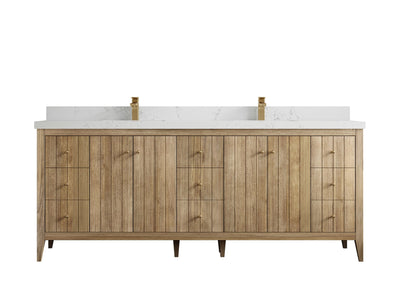 Atlanta Teak Wood 84 in. W x 22 in. D Double Sink Bathroom Vanity - Willow Bath and Vanity