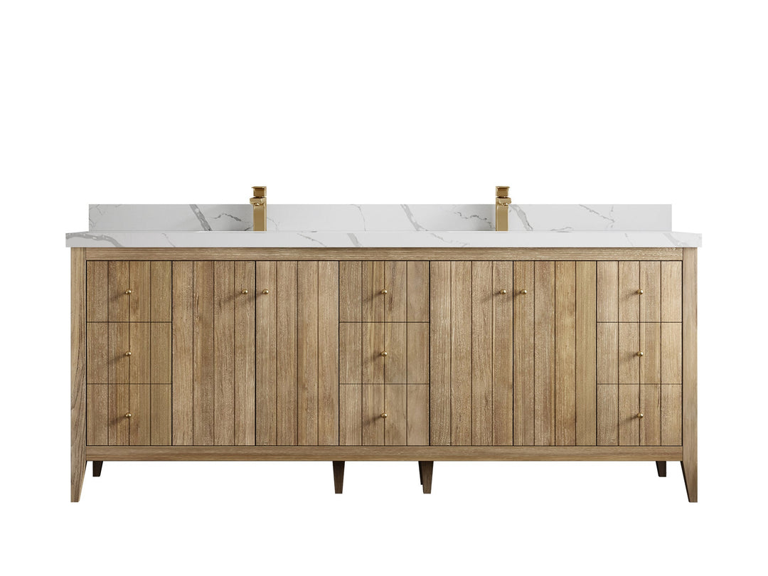 Atlanta Teak Wood 84 in. W x 22 in. D Double Sink Bathroom Vanity - Willow Bath and Vanity