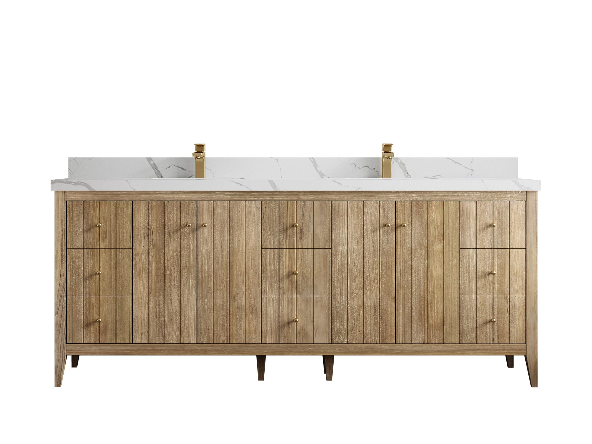 Atlanta Teak Wood 84 in. W x 22 in. D Double Sink Bathroom Vanity - Willow Bath and Vanity