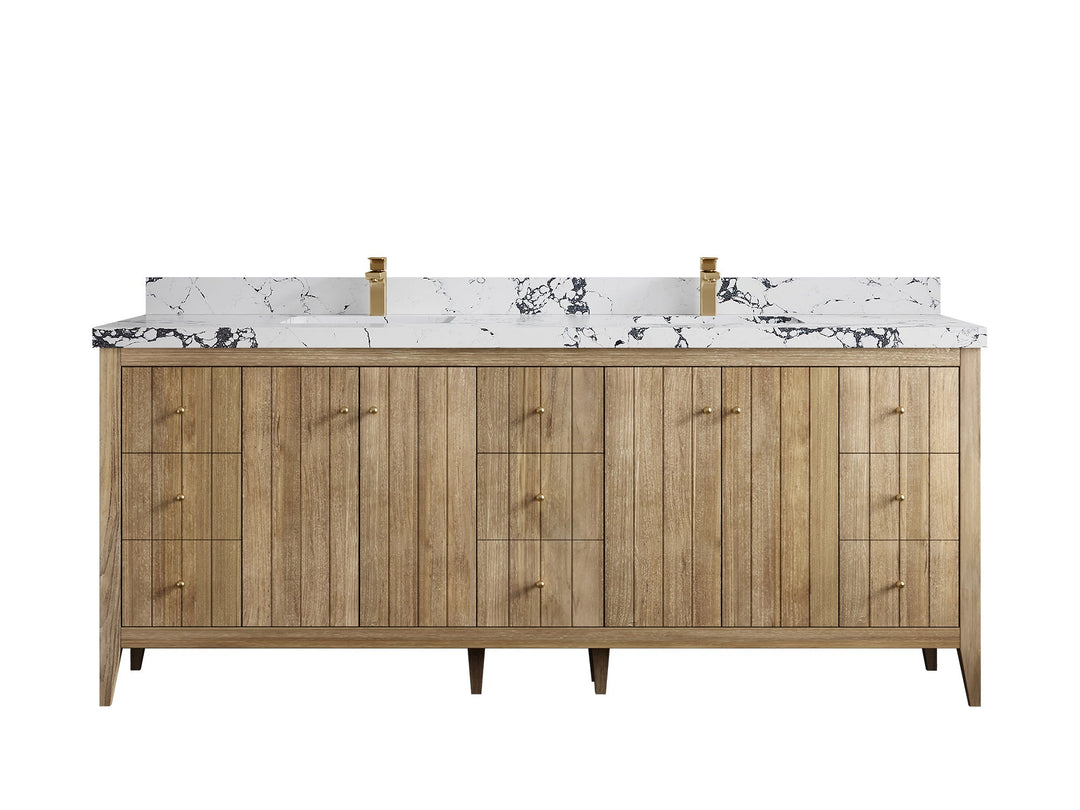 Atlanta Teak Wood 84 in. W x 22 in. D Double Sink Bathroom Vanity - Willow Bath and Vanity