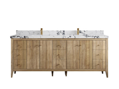 Atlanta Teak Wood 84 in. W x 22 in. D Double Sink Bathroom Vanity - Willow Bath and Vanity