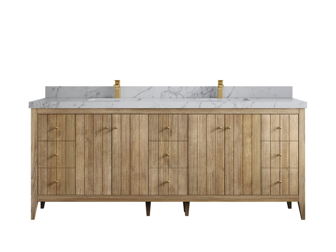 Atlanta Teak Wood 84 in. W x 22 in. D Double Sink Bathroom Vanity - Willow Bath and Vanity
