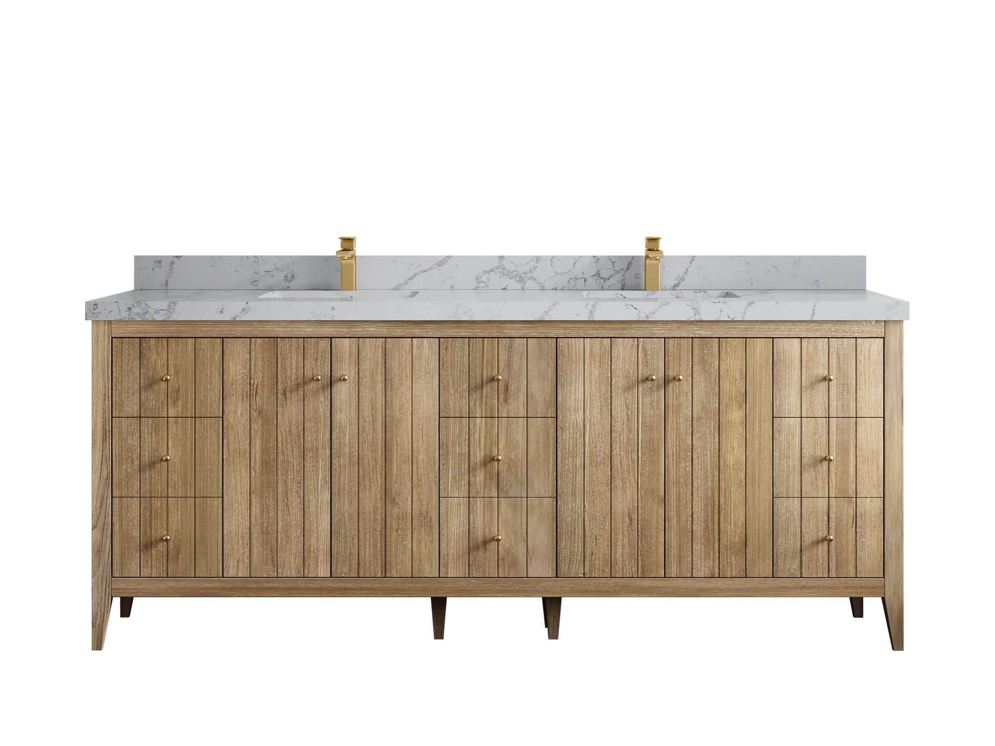 Atlanta Teak Wood 84 in. W x 22 in. D Double Sink Bathroom Vanity - Willow Bath and Vanity