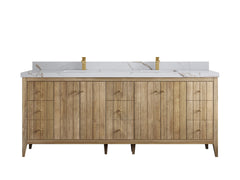 Atlanta Teak Wood 84 in. W x 22 in. D Double Sink Bathroom Vanity - photo 15