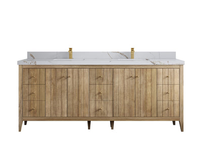 Atlanta Teak Wood 84 in. W x 22 in. D Double Sink Bathroom Vanity - Willow Bath and Vanity