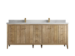 Atlanta Teak Wood 84 in. W x 22 in. D Double Sink Bathroom Vanity - photo 1