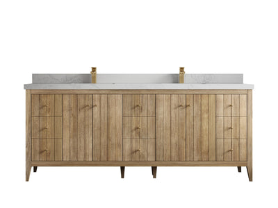 Atlanta Teak Wood 84 in. W x 22 in. D Double Sink Bathroom Vanity - Willow Bath and Vanity