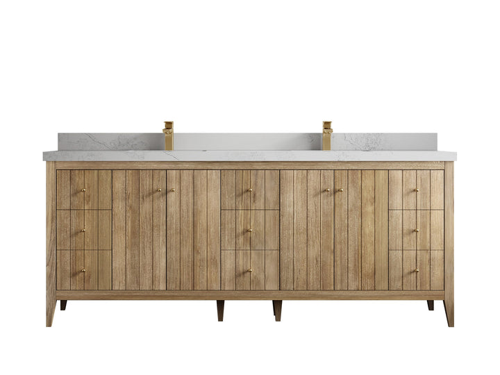 Atlanta Teak Wood 84 in. W x 22 in. D Double Sink Bathroom Vanity - photo 1