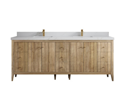 Atlanta Teak Wood 84 in. W x 22 in. D Double Sink Bathroom Vanity - Willow Bath and Vanity