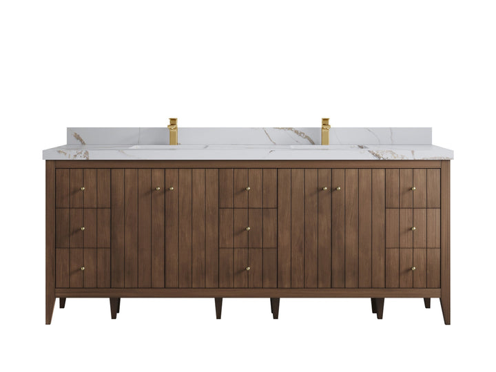 Atlanta Teak Wood 84 in. W x 22 in. D Double Sink Bathroom Vanity - photo 15