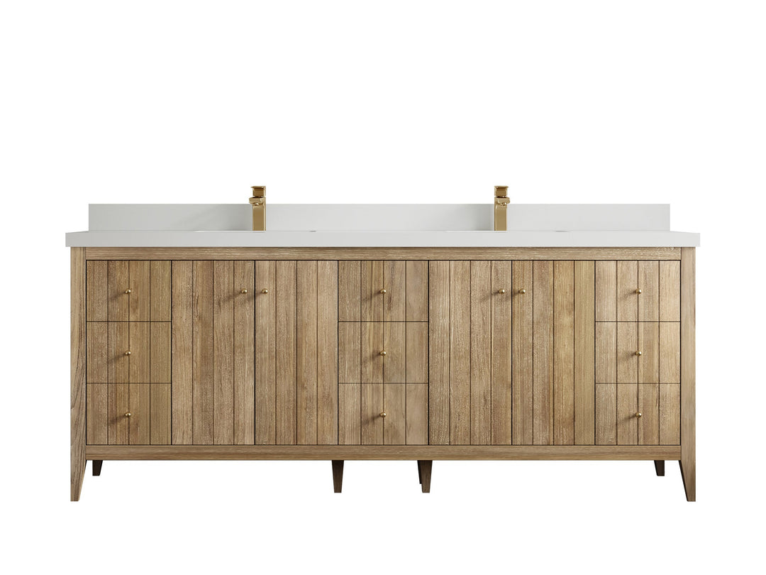 Atlanta Teak Wood 84 in. W x 22 in. D Double Sink Bathroom Vanity - Willow Bath and Vanity