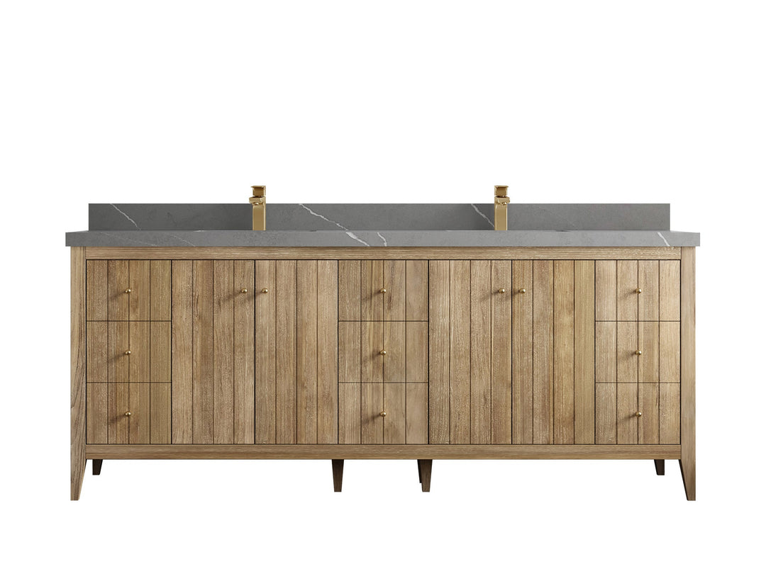 Atlanta Teak Wood 84 in. W x 22 in. D Double Sink Bathroom Vanity - Willow Bath and Vanity