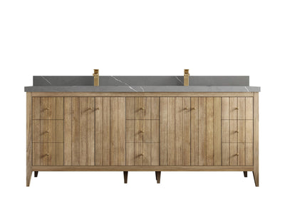 Atlanta Teak Wood 84 in. W x 22 in. D Double Sink Bathroom Vanity - Willow Bath and Vanity