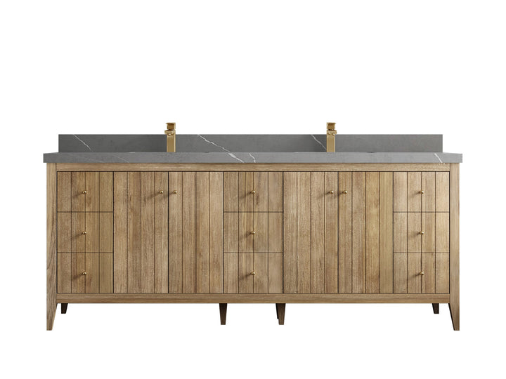 Atlanta Teak Wood 84 in. W x 22 in. D Double Sink Bathroom Vanity - photo 35