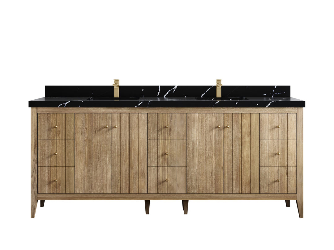 Atlanta Teak Wood 84 in. W x 22 in. D Double Sink Bathroom Vanity - Willow Bath and Vanity