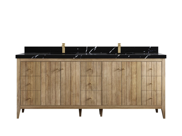 Atlanta Teak Wood 84 in. W x 22 in. D Double Sink Bathroom Vanity - photo 9
